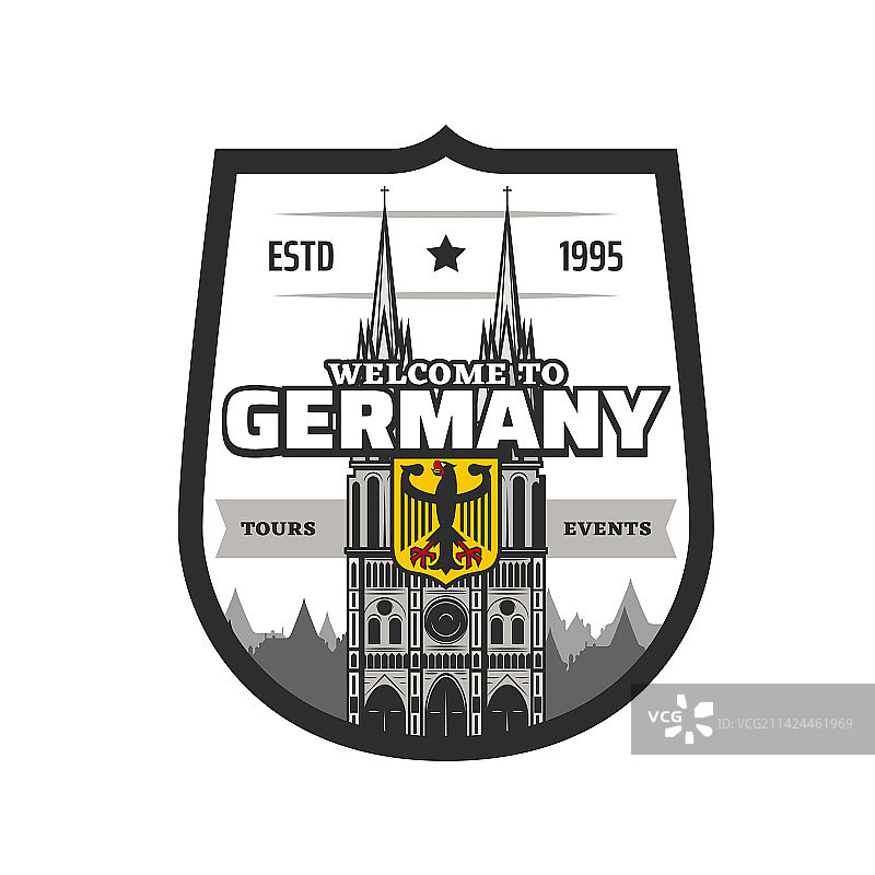 德国旅游标志：大教堂和帝国之鹰图片素材