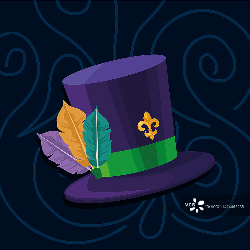 带羽毛的紫色高顶礼帽图片素材