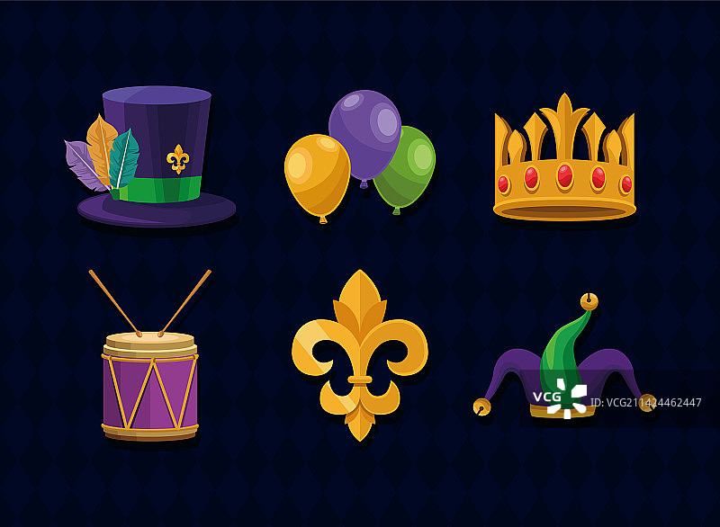 六个狂欢节庆祝图标图片素材