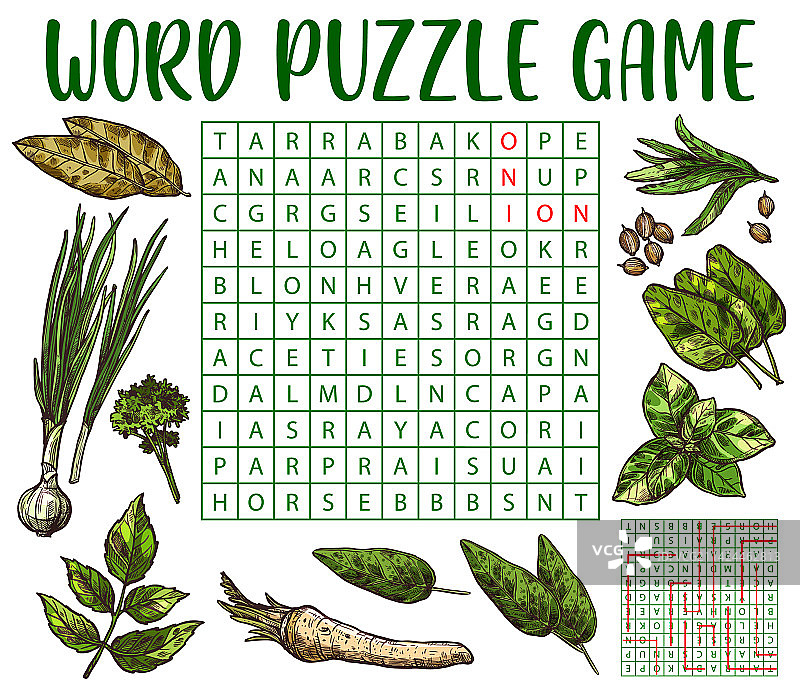 草本香料调味料文字搜索谜题图片素材