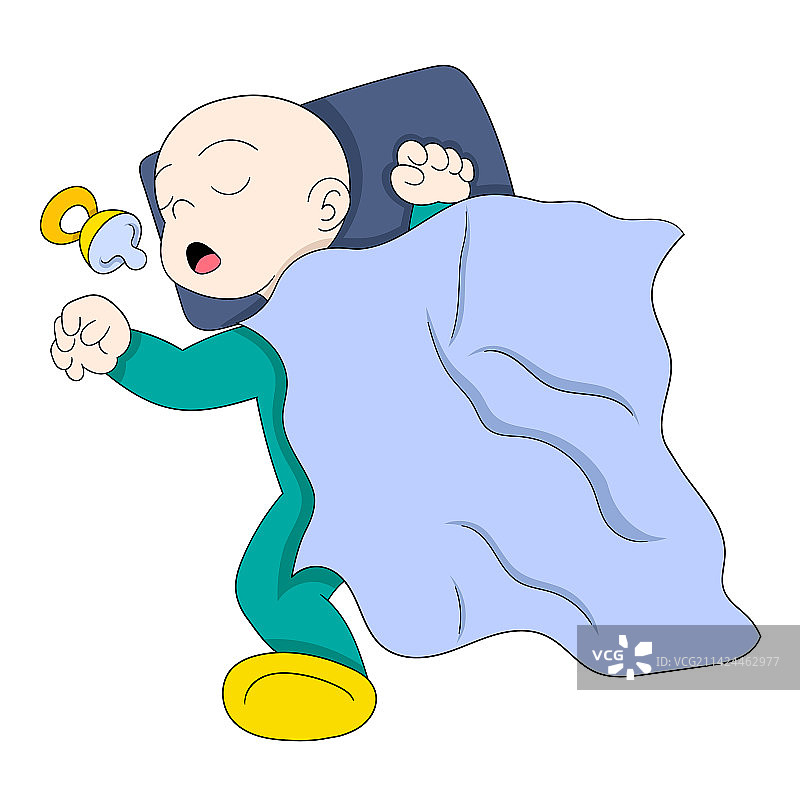 因疲惫而熟睡打鼾的男婴图片素材