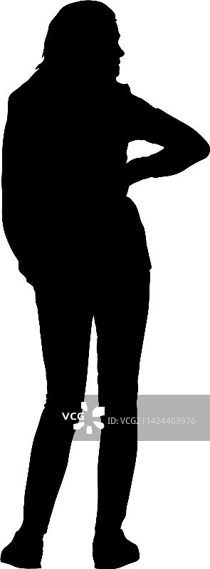 在白色背景上行走的女性轮廓图片素材