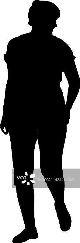 在白色背景上行走的女性轮廓图片素材