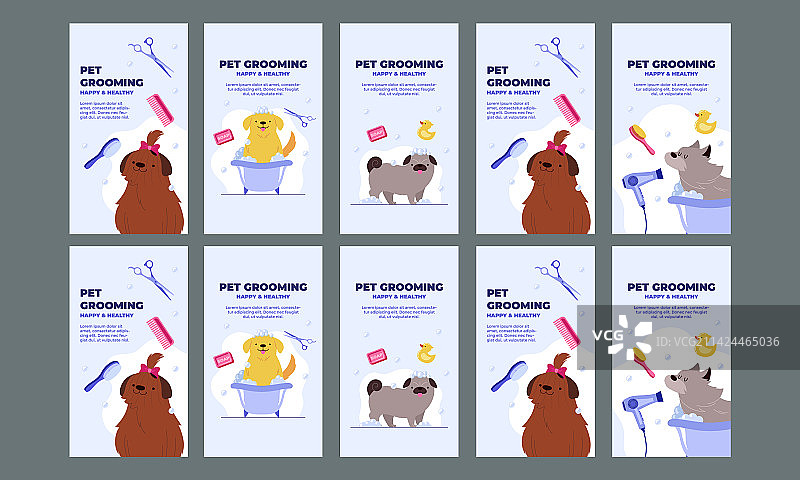 宠物美容社交媒体故事模板设计图片素材