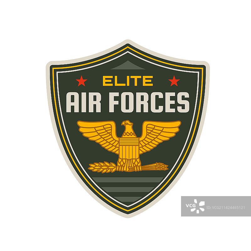 空军图标：盾牌上的鹰翼和箭图片素材