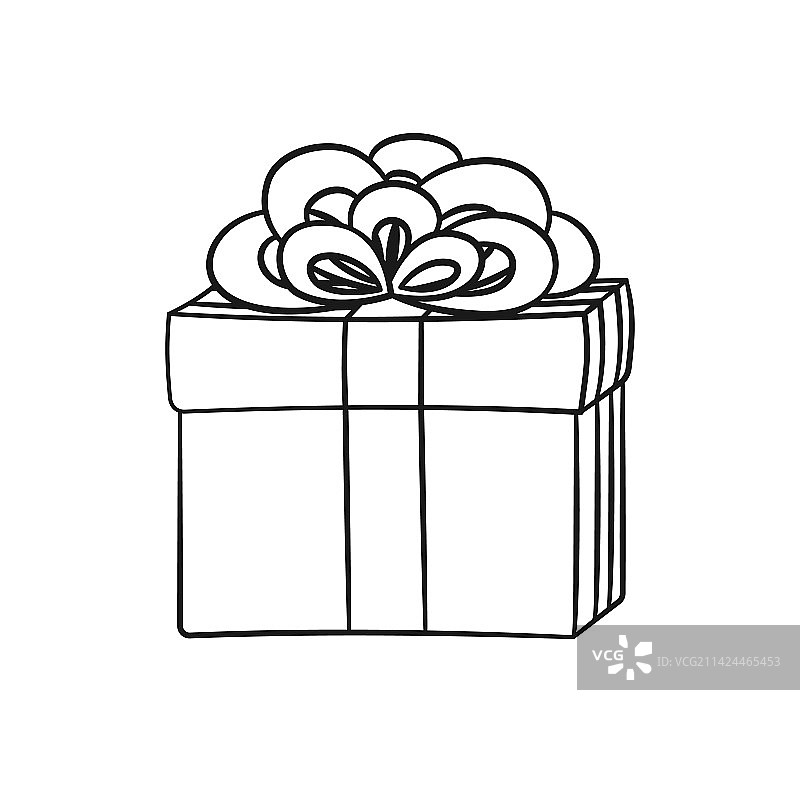 带有蝴蝶结的卡通圣诞或生日礼品盒图片素材
