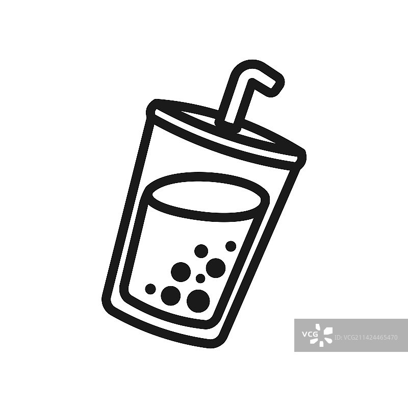带有波霸轮廓的可爱奶茶图片素材