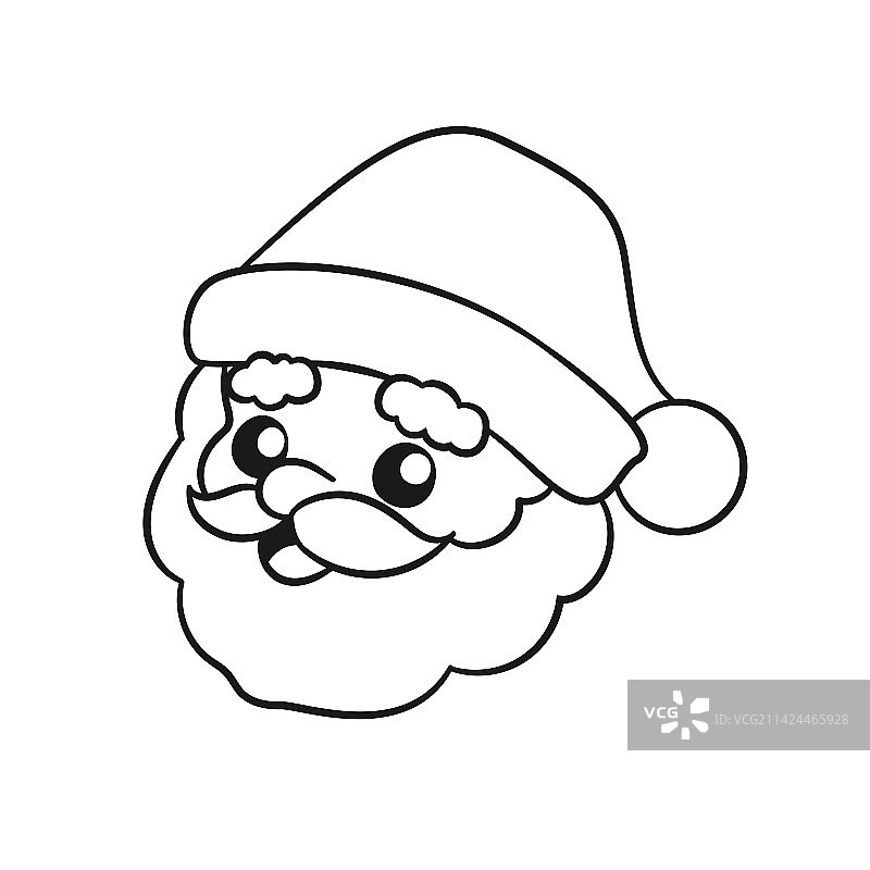 快乐的圣诞老人头像卡通线条艺术着色图片素材