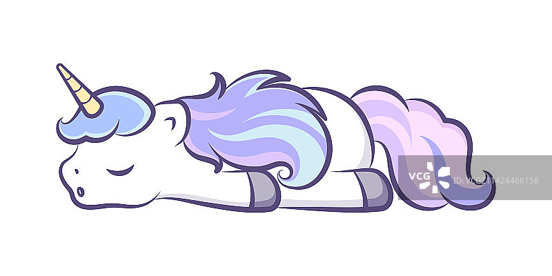可爱沉睡的独角兽神话生物卡通图片素材
