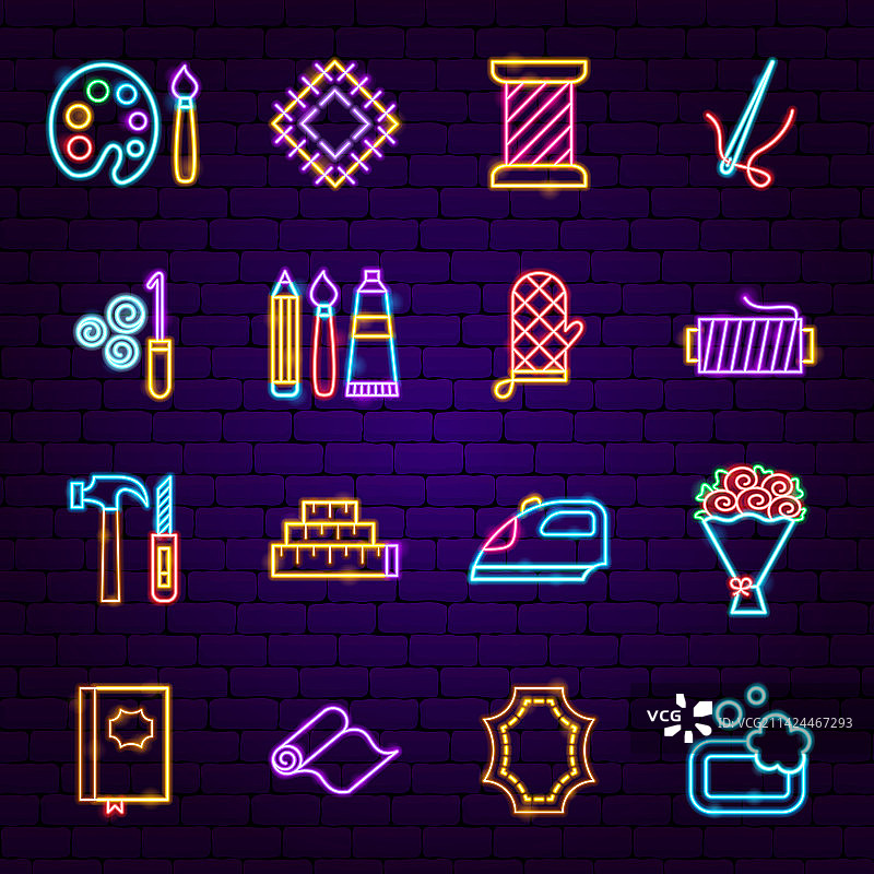 手工艺品霓虹灯图标集图片素材