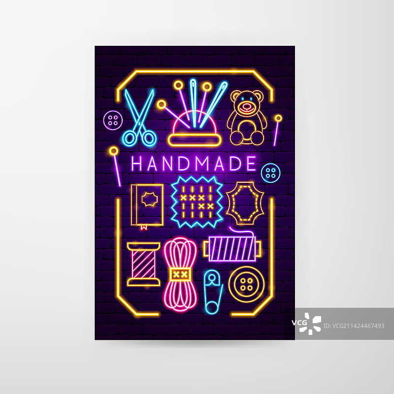 手工霓虹灯宣传单图片素材