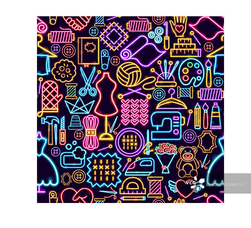 手工无缝霓虹图案图片素材