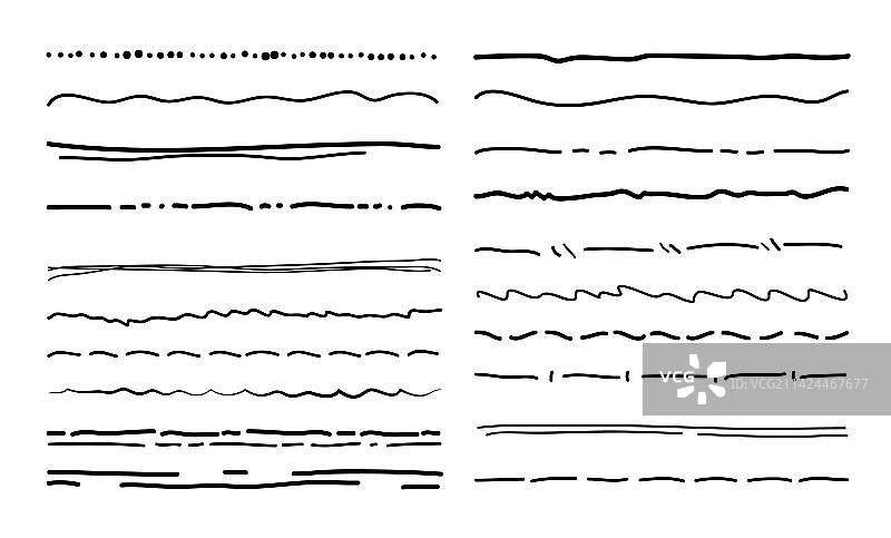 钢笔或铅笔下划线涂鸦线条合集图片素材
