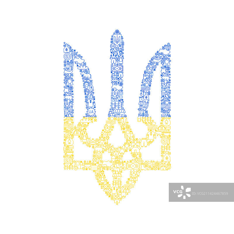 乌克兰三叉戟线条图片素材