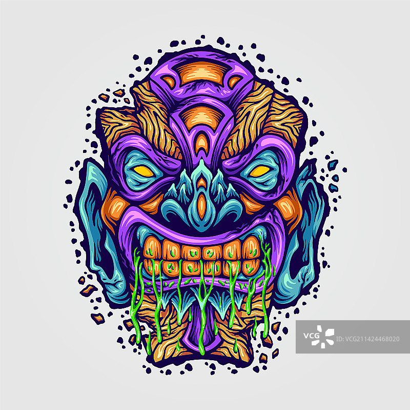 愤怒的提基酒吧面具夏威夷怪物图片素材