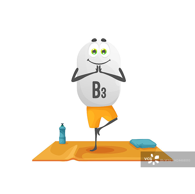 卡通维生素B3角色参加瑜伽健身课程图片素材