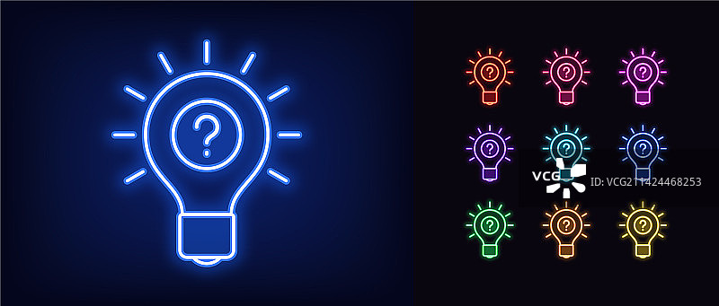 霓虹灯泡创意轮廓图标发光图片素材