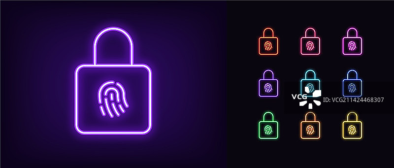 霓虹锁发光图标合集图片素材