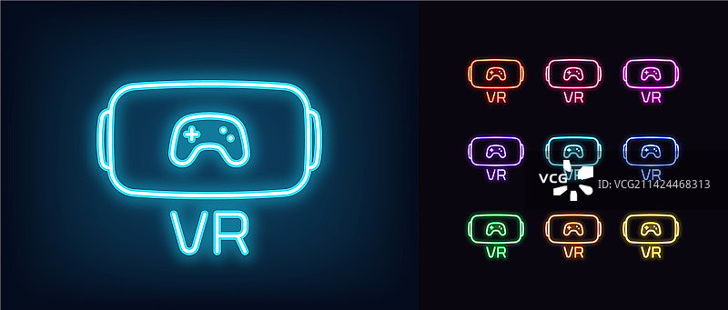霓虹VR眼镜图标集图片素材