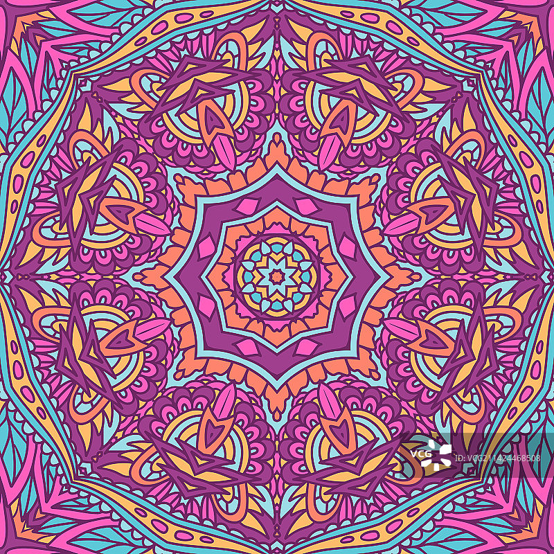 涂鸦艺术曼陀罗民族设计无缝图案图片素材