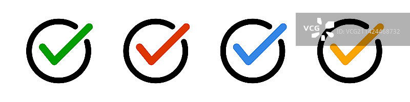 扁平风格的圆形复选框图标集图片素材