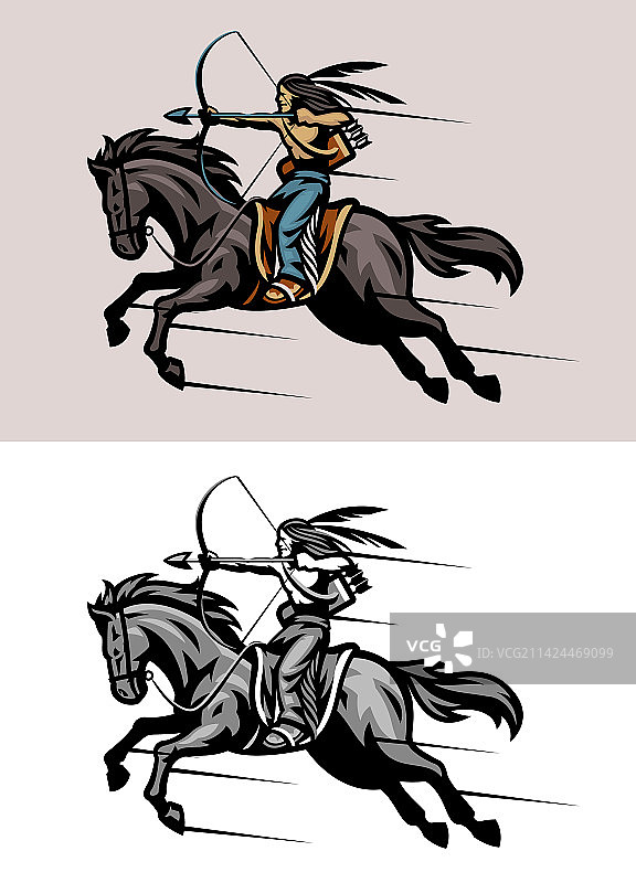 美洲印第安战士弓箭手骑马图片素材