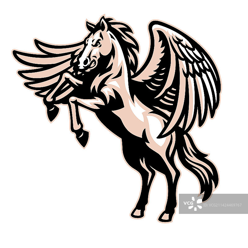 站立的白色飞马吉祥物标志图片素材