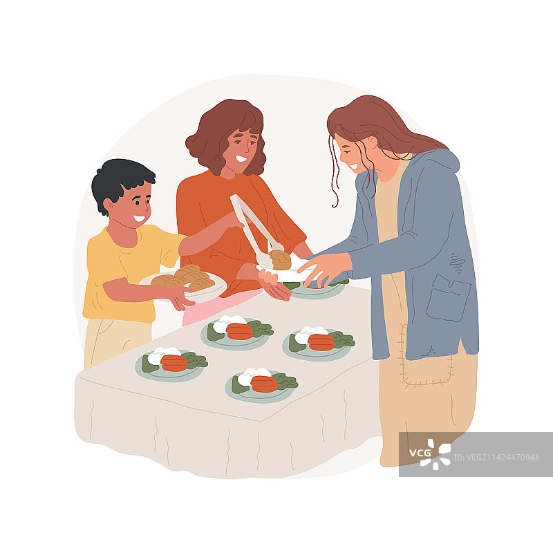 厨师为无家可归者准备食物卡通图片素材