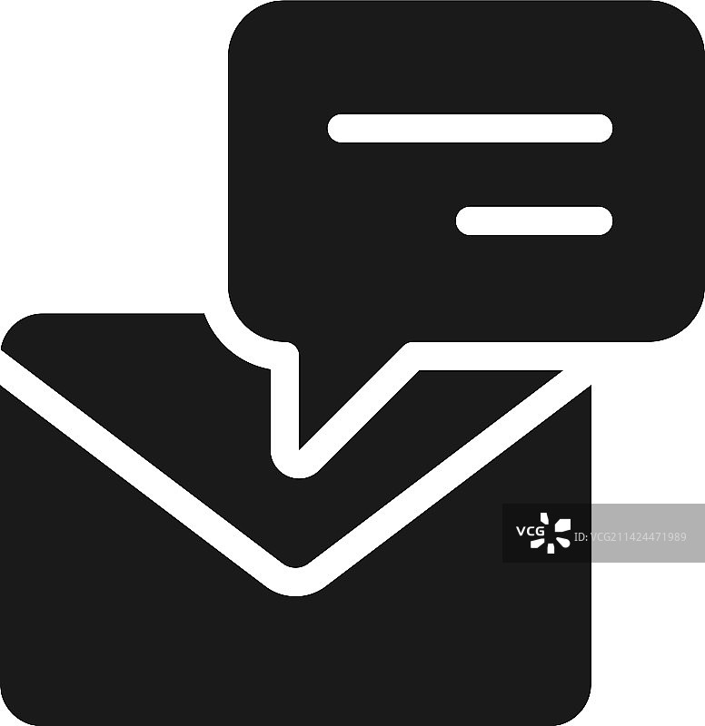 带信封的黑色字形对话气泡图标图片素材