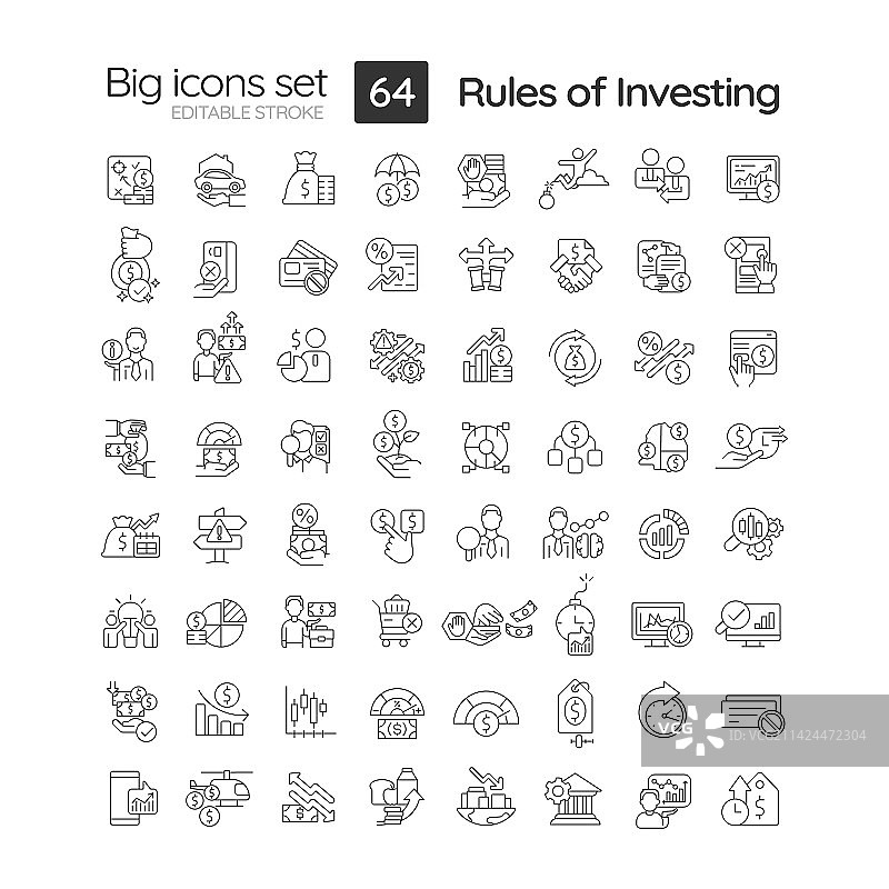 投资规则线性图标集图片素材