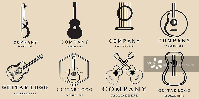 吉他线条艺术Logo图标和符号素材图片素材