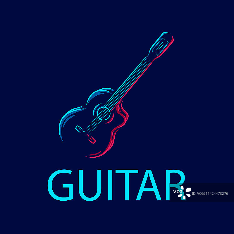吉他线条艺术彩色Logo设计抽象图片素材