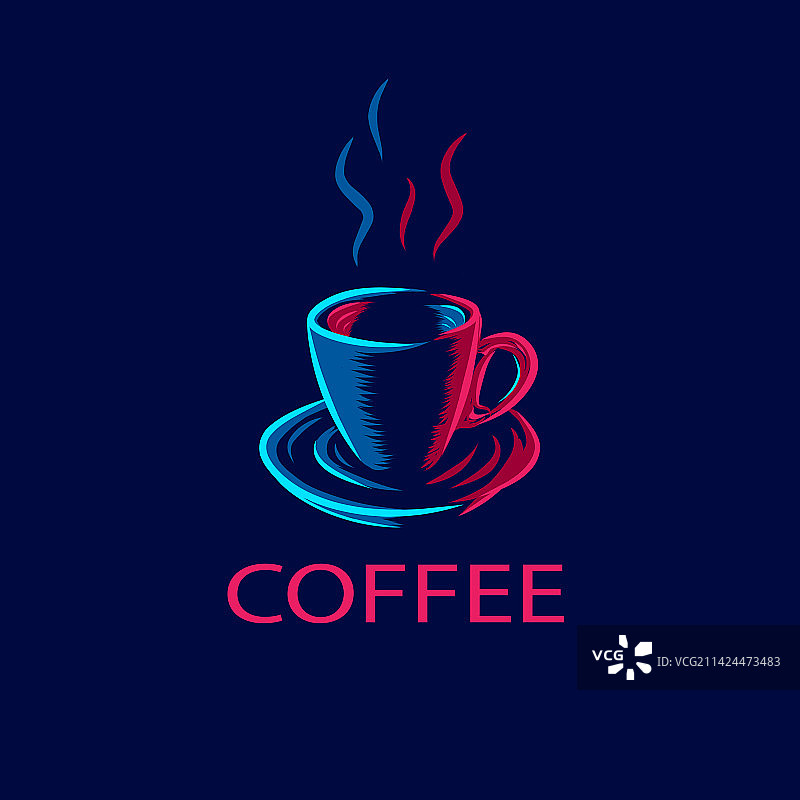 咖啡茶饮线条波普肖像标志图片素材