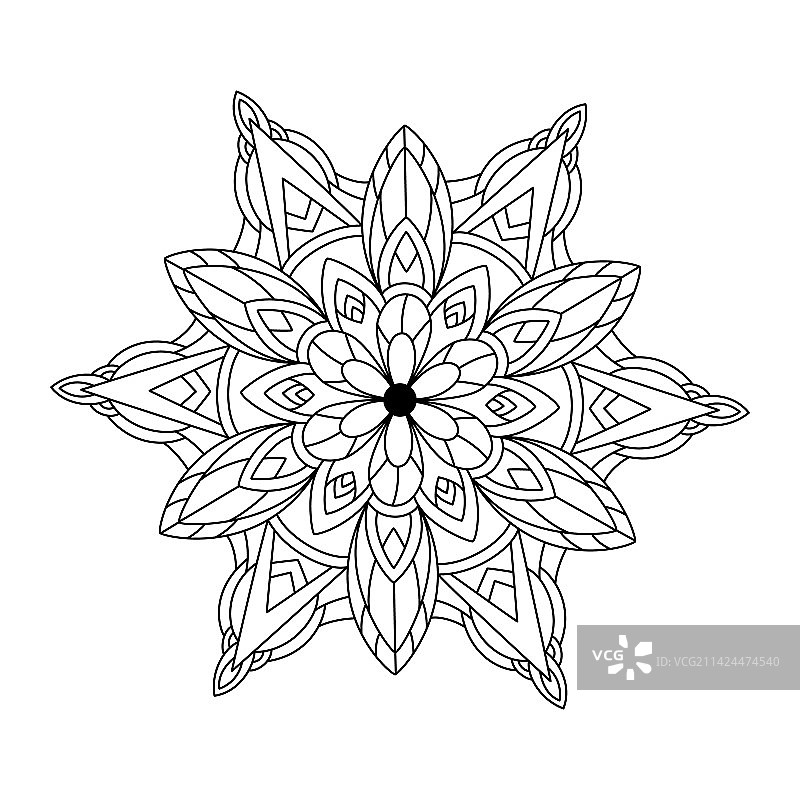 手绘花卉曼陀罗填色书页图片素材