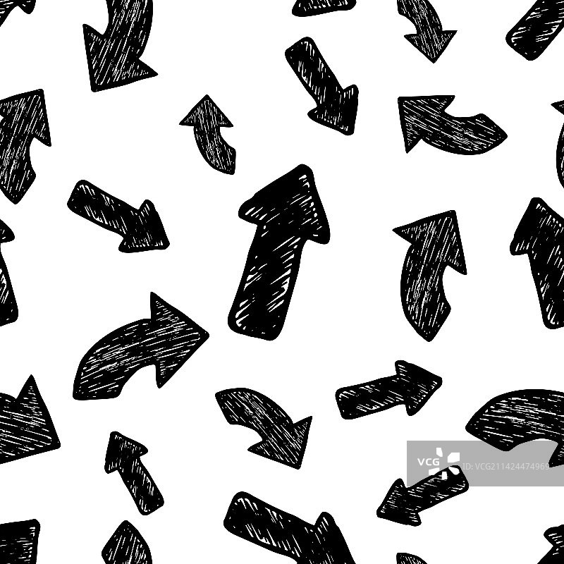 黑色手绘箭头无缝图案图片素材