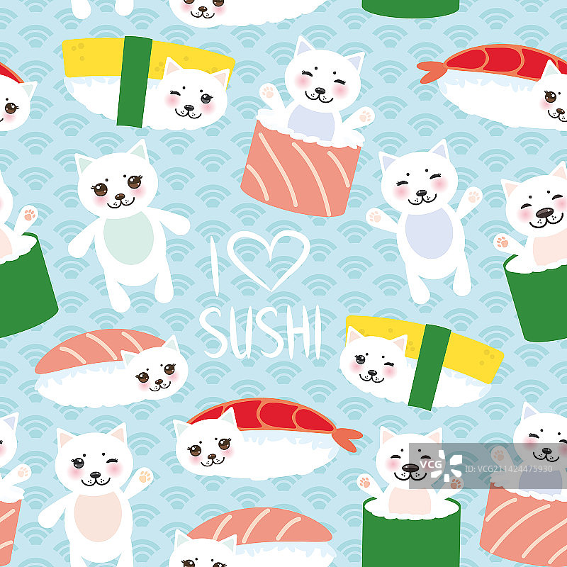 可爱寿司我爱寿司无缝图案图片素材