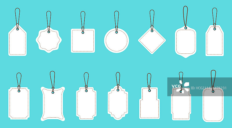 不同形状的空白白色价格标签图案图片素材