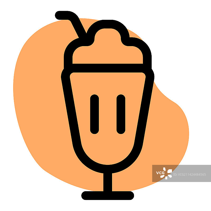 玻璃杯装吸管冰镇奶昔图片素材
