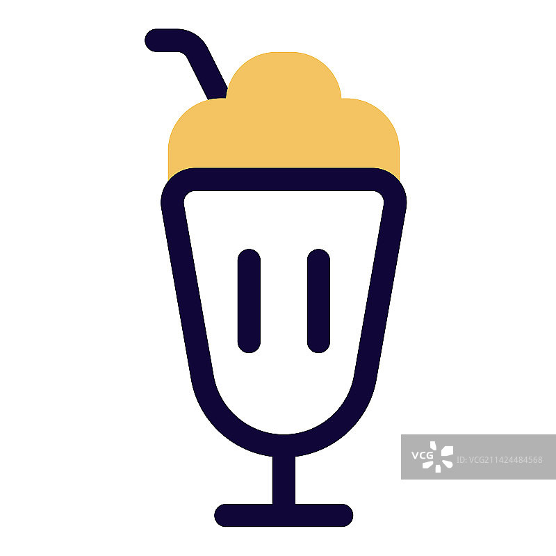 玻璃杯装吸管冰镇奶昔图片素材