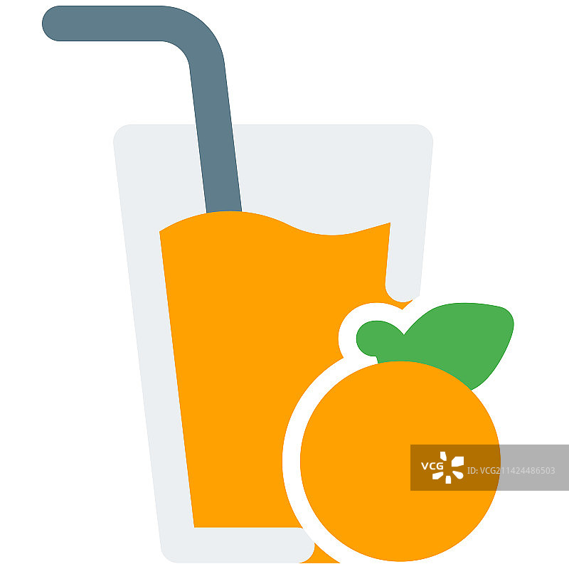 一杯鲜榨橙汁与吸管图片素材