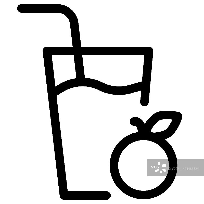 一杯鲜榨橙汁与吸管图片素材