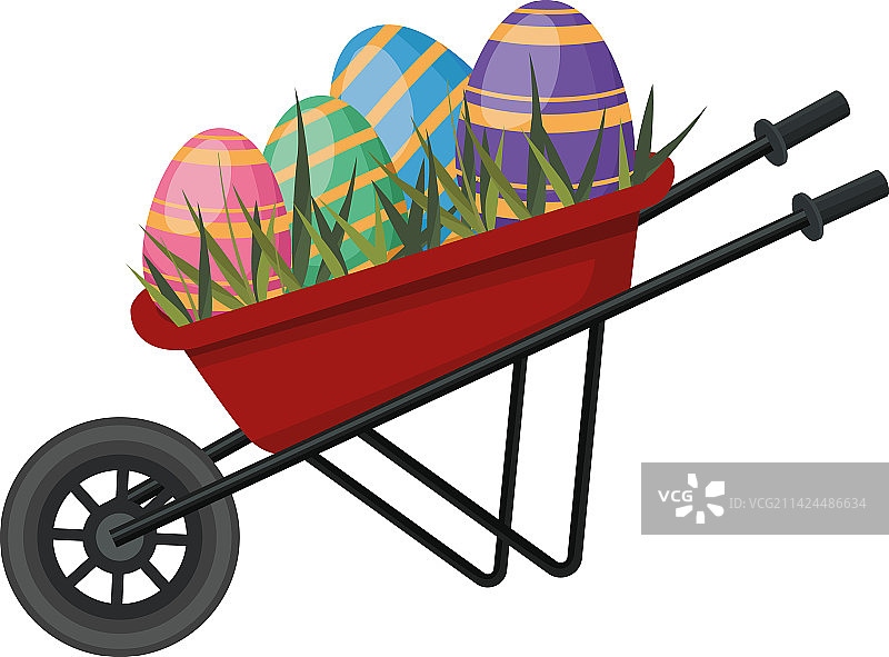 手推车里的复活节彩蛋图片素材
