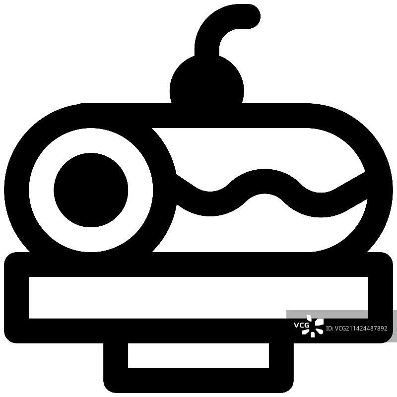 托盘中装饰精美的瑞士卷蛋糕图片素材