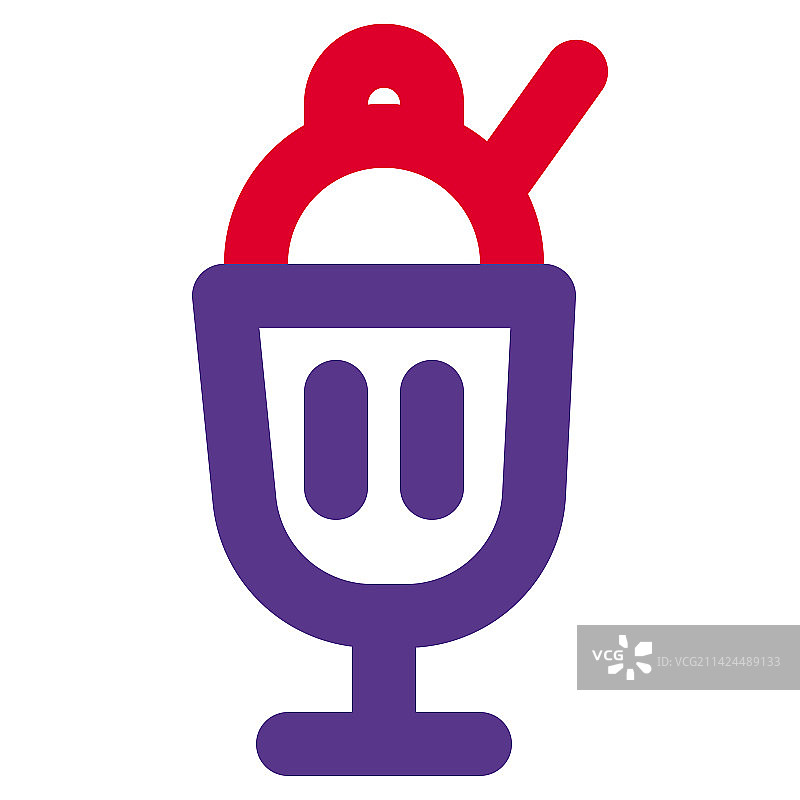 玻璃杯装冷冻圣代与勺子图片素材