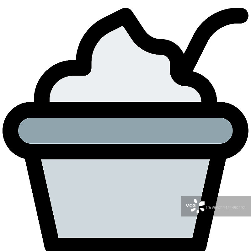 美味的奶油酸奶碗配勺子图片素材