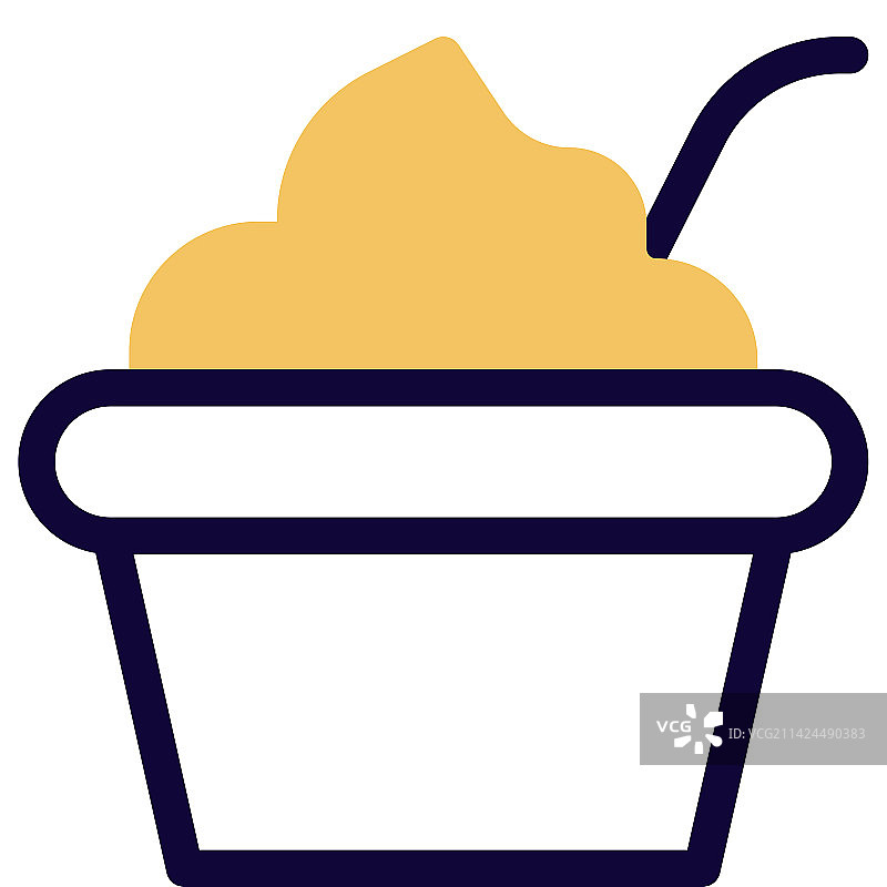 美味的奶油酸奶碗配勺子图片素材