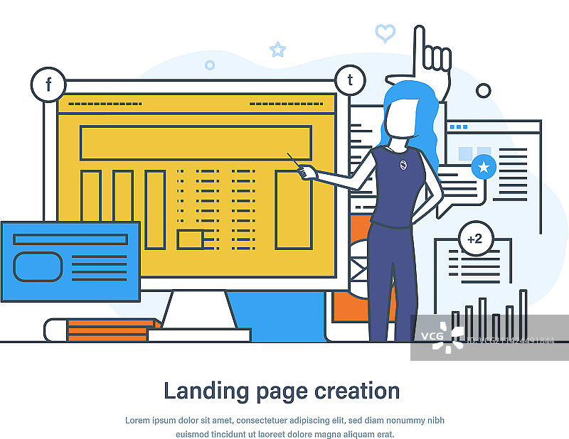 创建网站或应用程序UI的着陆页图片素材