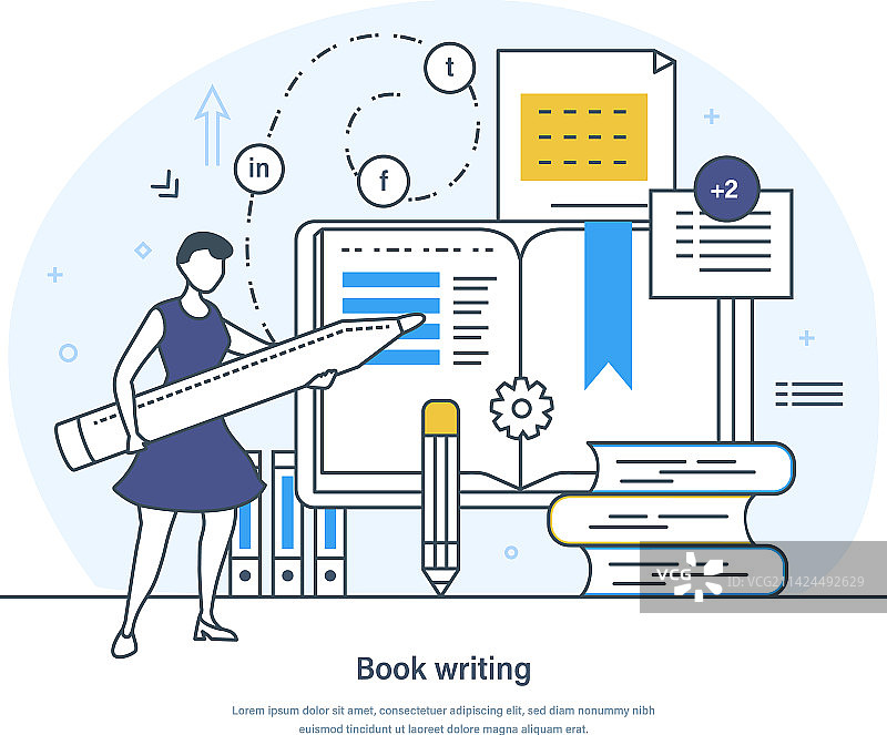 女性作家在书本上用笔写作图片素材