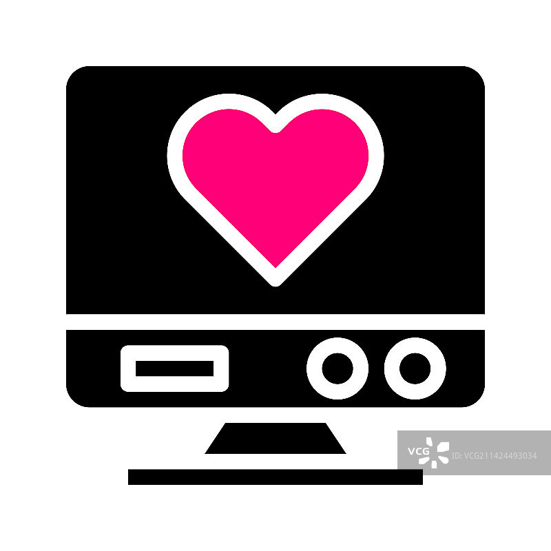 电视图标，实心黑粉情人节风格图片素材