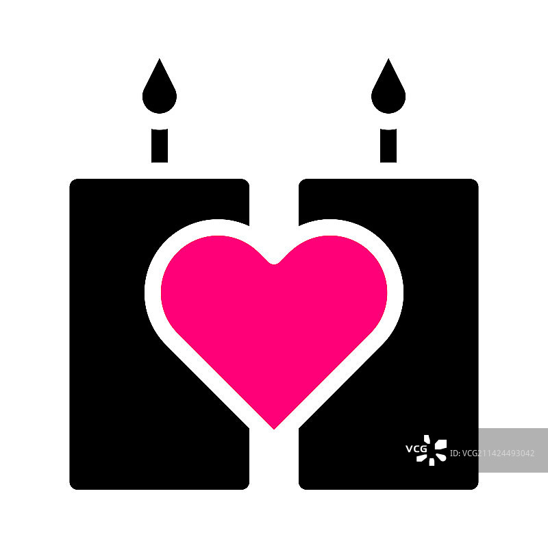 情人节粉色黑色蜡烛图标图片素材